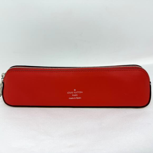 Louis Vuitton Monogram Elizabeth Pencil Pouch Case Red Gi0009 Trous RARE NEW - Picture 11 of 14